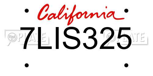 7LIS325 California License Plate