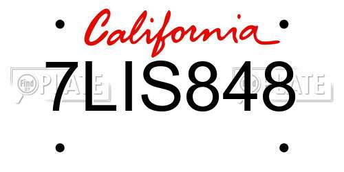 7LIS848 California License Plate