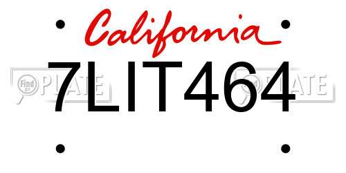7LIT464 California License Plate