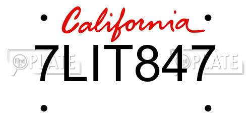 7LIT847 California License Plate