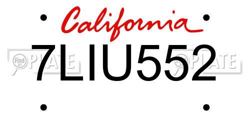 7LIU552 California License Plate