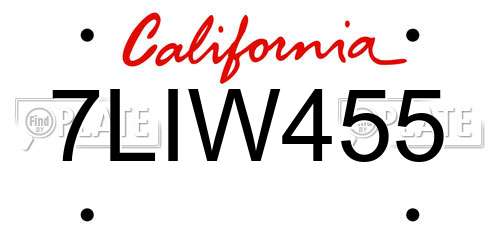 7LIW455 California License Plate
