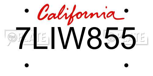 7LIW855 California License Plate