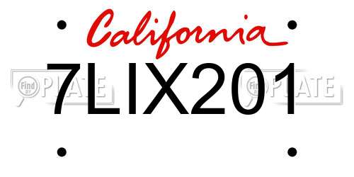 7LIX201 California License Plate