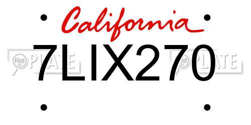 7LIX270 California License Plate
