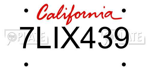 7LIX439 California License Plate