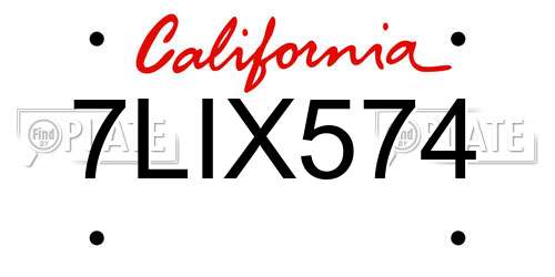 7LIX574 California License Plate
