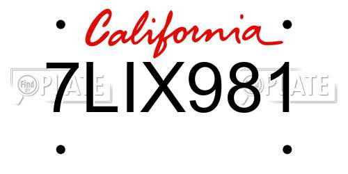 7LIX981 California License Plate
