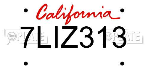 7LIZ313 California License Plate