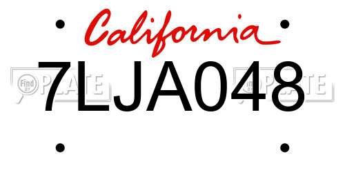 7LJA048 California License Plate