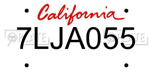 7LJA055 California License Plate