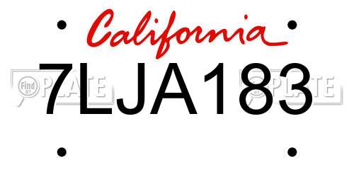 7LJA183 California License Plate