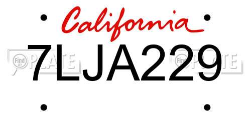 7LJA229 California License Plate