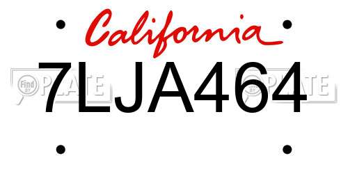 7LJA464 California License Plate