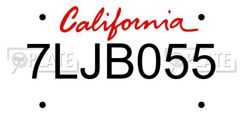 7LJB055 California License Plate