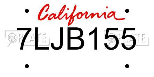 7LJB155 California License Plate