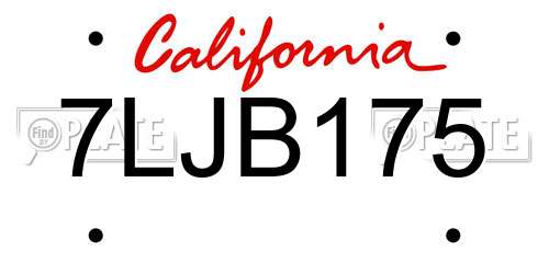 7LJB175 California License Plate