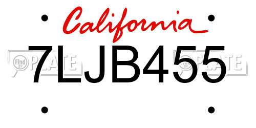 7LJB455 California License Plate