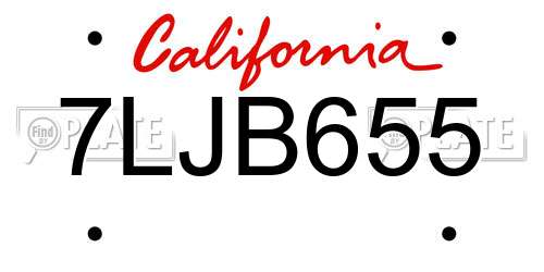 7LJB655 California License Plate