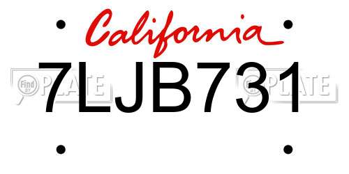 7LJB731 California License Plate
