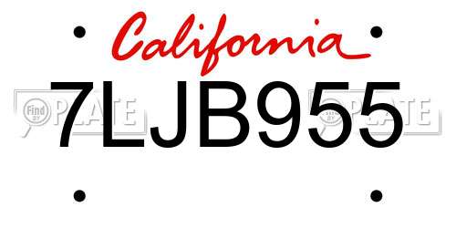 7LJB955 California License Plate