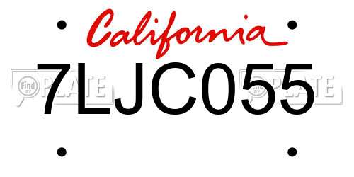 7LJC055 California License Plate