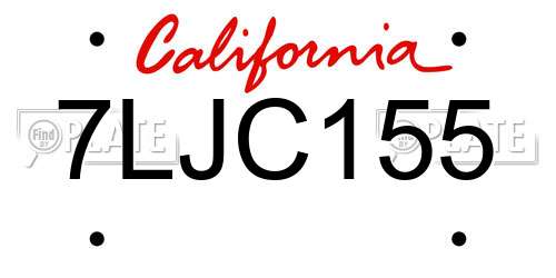 7LJC155 California License Plate
