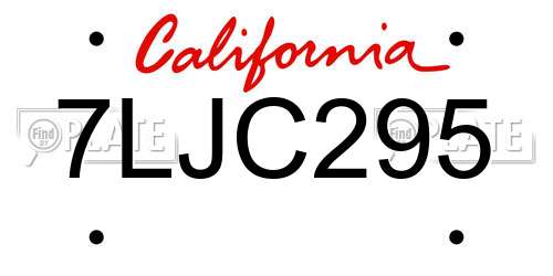 7LJC295 California License Plate