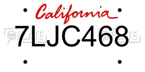 7LJC468 California License Plate