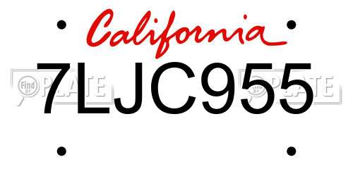 7LJC955 California License Plate