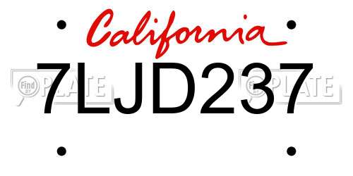 7LJD237 California License Plate