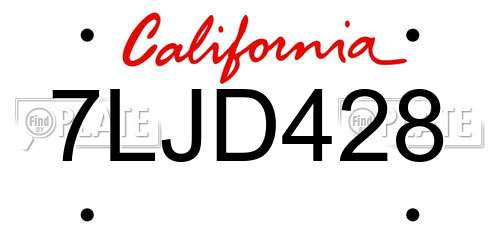 7LJD428 California License Plate