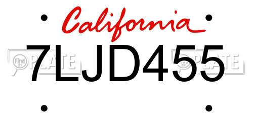 7LJD455 California License Plate