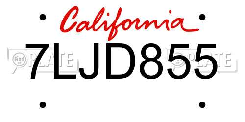 7LJD855 California License Plate