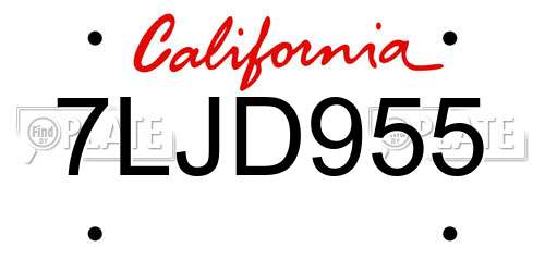 7LJD955 California License Plate