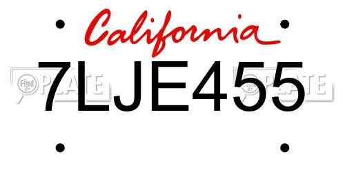 7LJE455 California License Plate