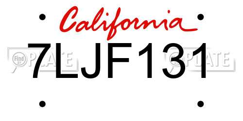 7LJF131 California License Plate