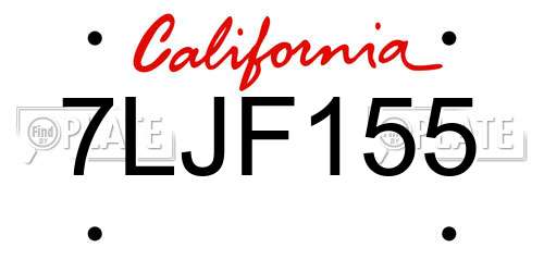 7LJF155 California License Plate