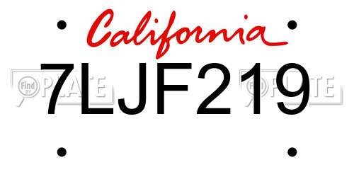 7LJF219 California License Plate