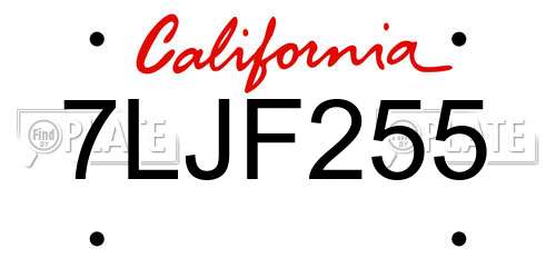 7LJF255 California License Plate