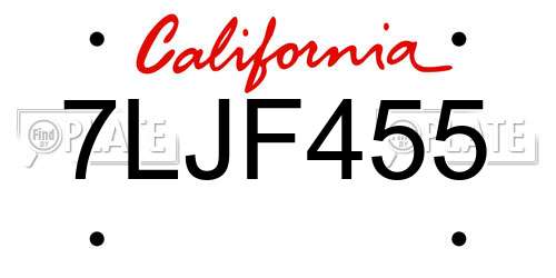 7LJF455 California License Plate
