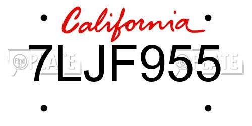 7LJF955 California License Plate