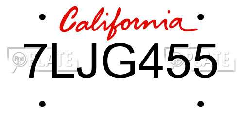 7LJG455 California License Plate