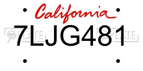 7LJG481 California License Plate
