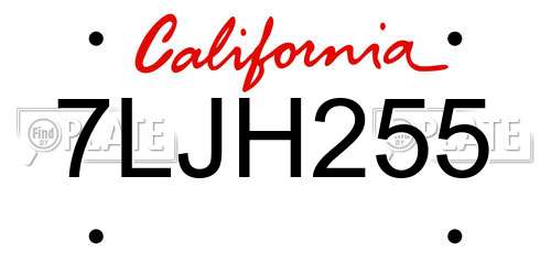 7LJH255 California License Plate