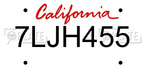 7LJH455 California License Plate