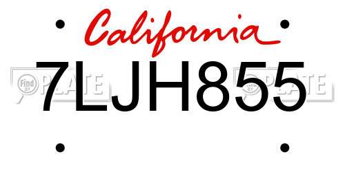 7LJH855 California License Plate