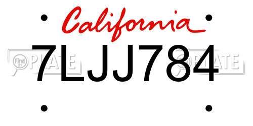 7LJJ784 California License Plate