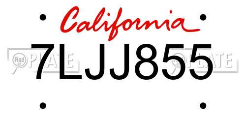 7LJJ855 California License Plate