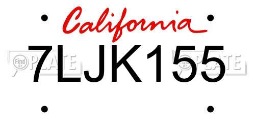 7LJK155 California License Plate